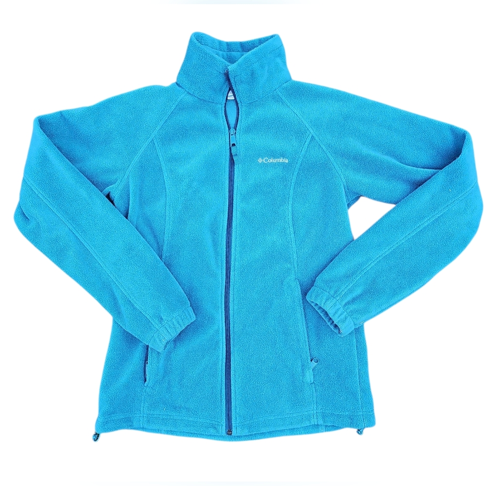 Columbia Teal Blue Fleece Long Sleeve Zip-Up Jacket Women's Small Winter Fall